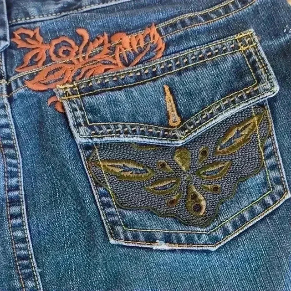 Old Navy Cotton Denim Embroidered Blue Skirt - Picture 4 of 8